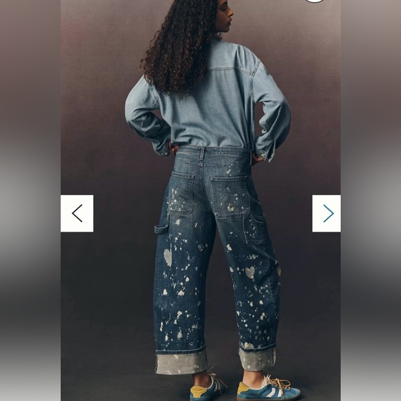 Anthropologie The Kayden Barrel Carpenter Jeans by Pilcro 27 Heart Dust Wash NWT - Picture 2 of 7